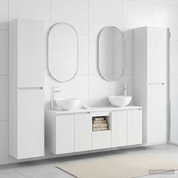 Vannitoa kapikomplekt 5 tk Valge 129 × 35 × 80 cm Tehispuit