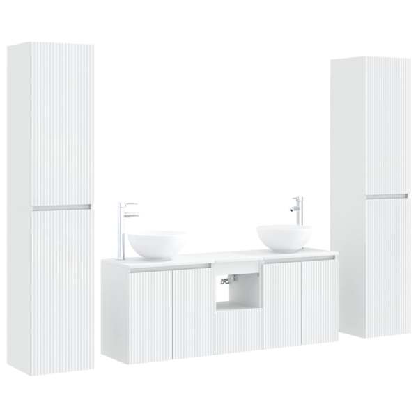 Vannitoa kapikomplekt 5 tk Valge 129 × 35 × 80 cm Tehispuit