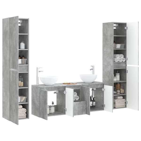 Vannitoa mööbleset 5 tk Betoonhall 33 × 34,5 × 160 cm Tehispuit