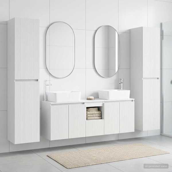 Vannitoa mööbleset 5 tk Valge 33 × 34,5 × 160 cm Tehispuit
