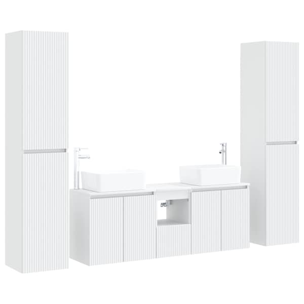 Vannitoa mööbleset 5 tk Valge 33 × 34,5 × 160 cm Tehispuit
