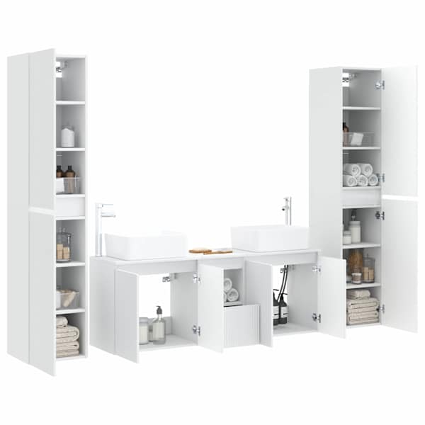 Vannitoa mööbleset 5 tk Valge 33 × 34,5 × 160 cm Tehispuit