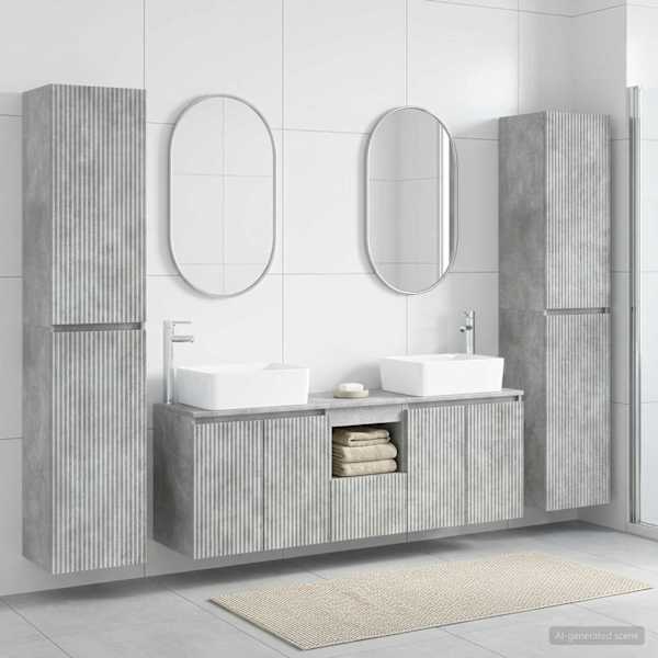 Vannitoa mööbleset 5 tk Betoonhall 33 × 34,5 × 160 cm Tehispuit