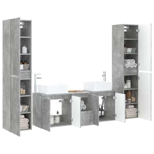 Vannitoa mööbleset 5 tk Betoonhall 33 × 34,5 × 160 cm Tehispuit