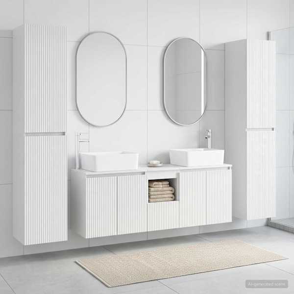 Vannitoa mööbleset 5 tk Kõrgläikega valge 33 × 34,5 × 160 cm