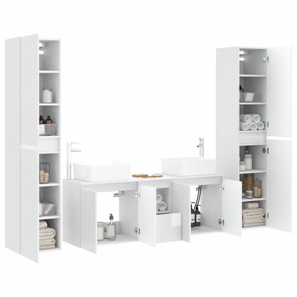 Vannitoa mööbleset 5 tk Kõrgläikega valge 33 × 34,5 × 160 cm