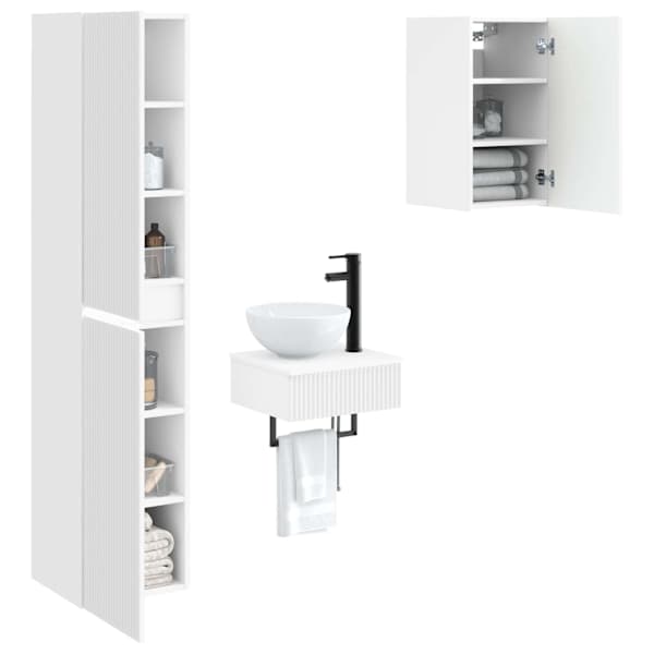 Vannitoa mööbleset 3 tk Valge 33 × 34,5 × 160 cm Tehispuit