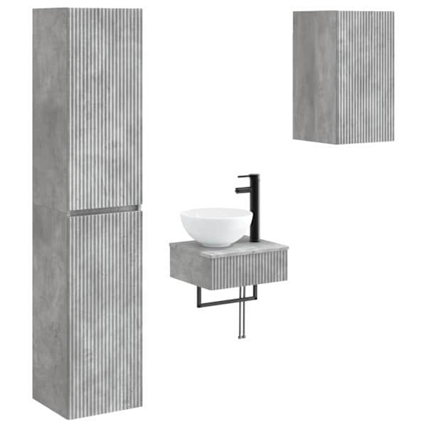 Vannitoa mööbleset 3 tk Betoonhall 33 × 34,5 × 160 cm Tehispuit