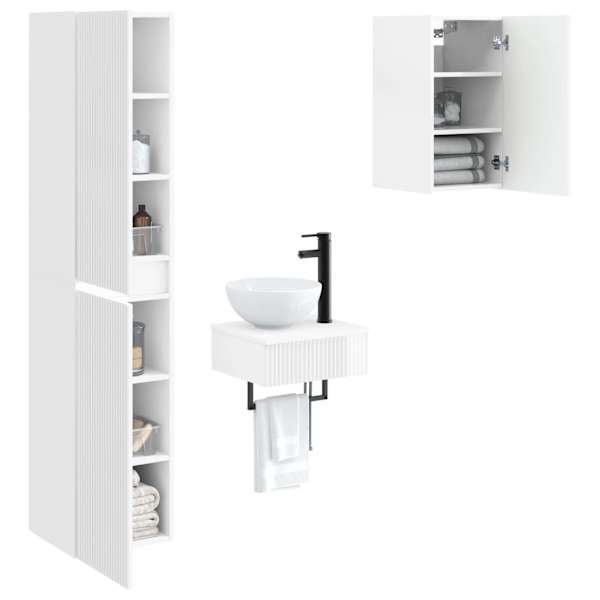 Vannitoa mööbleset 3 tk Kõrgläikega valge 33 × 34,5 × 160 cm