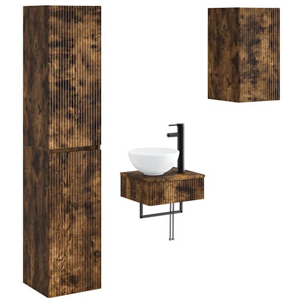 Vannitoa mööbleset 3 tk Suitsutatud tamm 33 × 34,5 × 160 cm