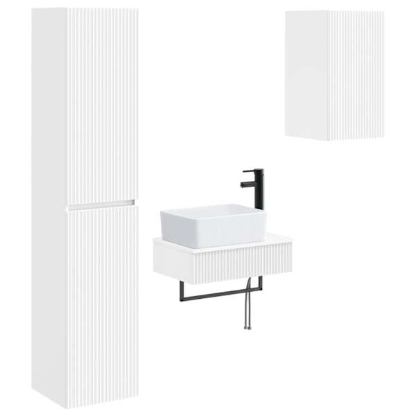 Vannitoa mööbleset 3 tk Valge 33 × 34,5 × 160 cm Tehispuit