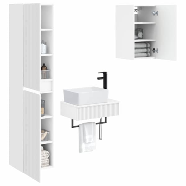 Vannitoa mööbleset 3 tk Valge 33 × 34,5 × 160 cm Tehispuit