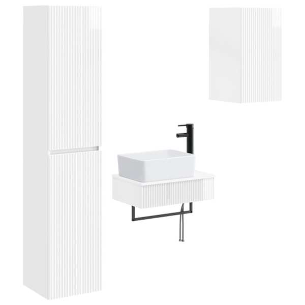 Vannitoa mööbleset 3 tk Kõrgläikega valge 33 × 34,5 × 160 cm