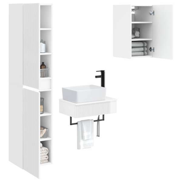 Vannitoa mööbleset 3 tk Kõrgläikega valge 33 × 34,5 × 160 cm
