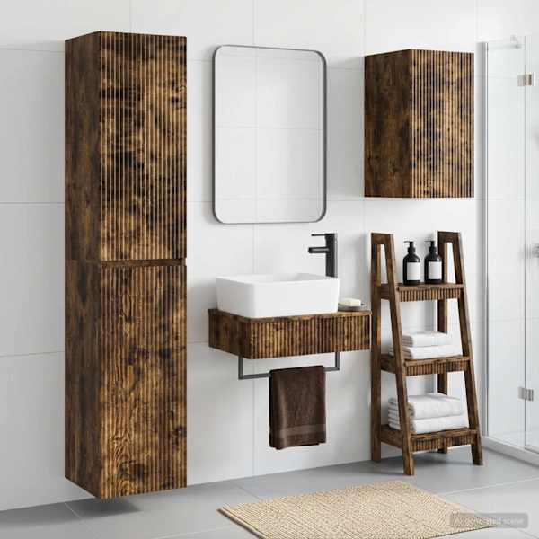 Vannitoa mööbleset 3 tk Suitsutatud tamm 33 × 34,5 × 160 cm