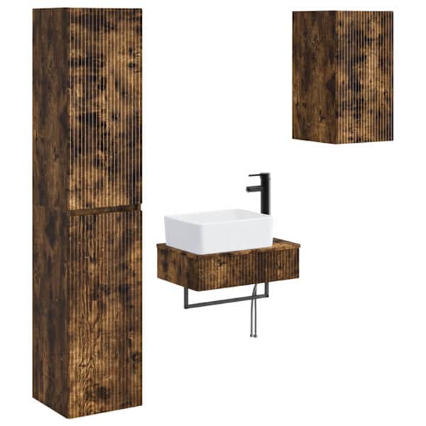 Vannitoa mööbleset 3 tk Suitsutatud tamm 33 × 34,5 × 160 cm