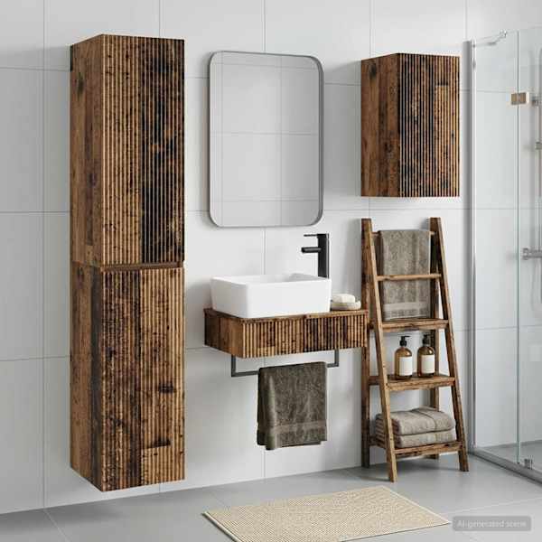 Vannitoa mööbleset 3 tk Vana puit 33 × 34,5 × 160 cm Tehispuit