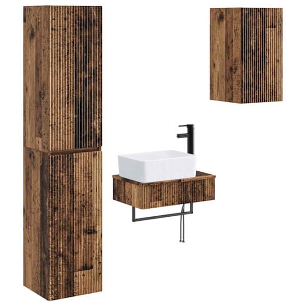 Vannitoa mööbleset 3 tk Vana puit 33 × 34,5 × 160 cm Tehispuit