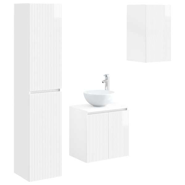 Vannitoa mööbleset 3 tk Kõrgläikega valge 33 × 34,5 × 160 cm