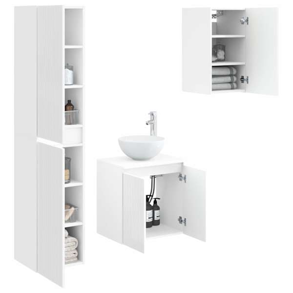 Vannitoa mööbleset 3 tk Kõrgläikega valge 33 × 34,5 × 160 cm