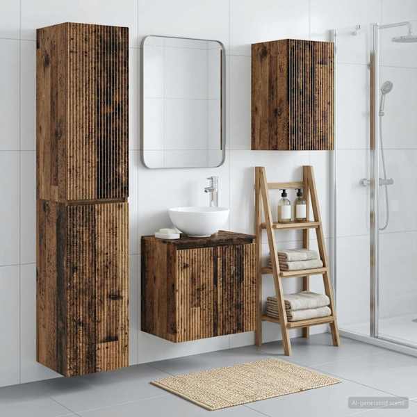 Vannitoa mööbleset 3 tk Vana puit 33 × 34,5 × 160 cm Tehispuit