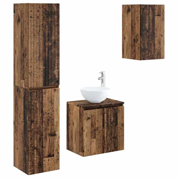Vannitoa mööbleset 3 tk Vana puit 33 × 34,5 × 160 cm Tehispuit