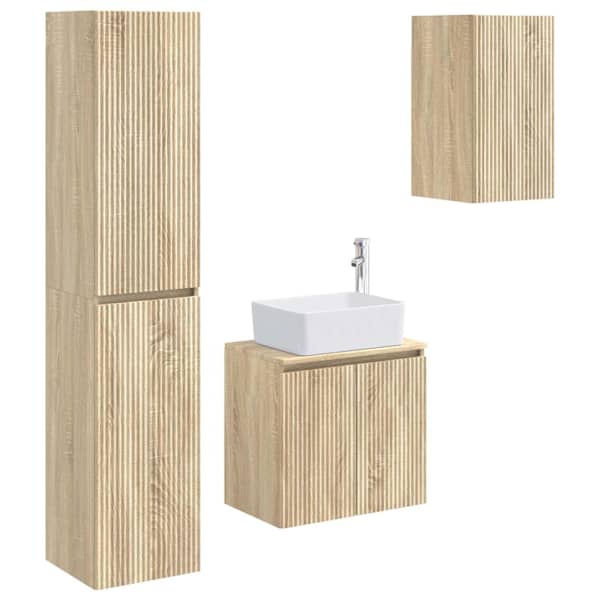 Vannitoa mööbleset 3 tk Sonoma tamm 33 × 34,5 × 160 cm