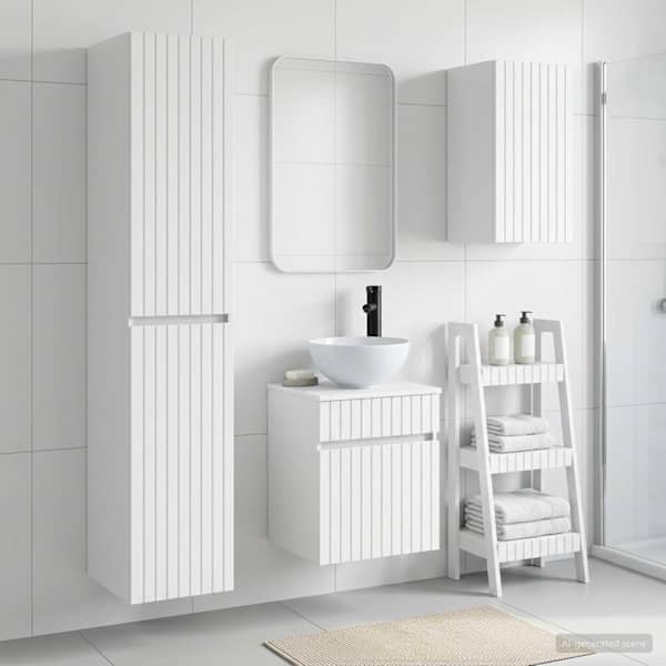 Vannitoa kapikomplekt 3 tk Valge 33 × 34,5 × 160 cm Tehispuit