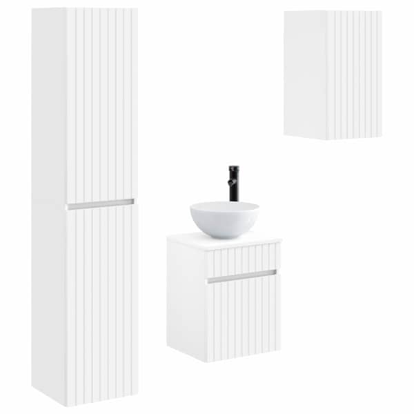 Vannitoa kapikomplekt 3 tk Valge 33 × 34,5 × 160 cm Tehispuit