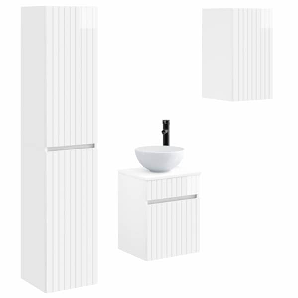 Vannitoa mööbleset 3 tk Kõrgläikega valge 33 × 34,5 × 160 cm