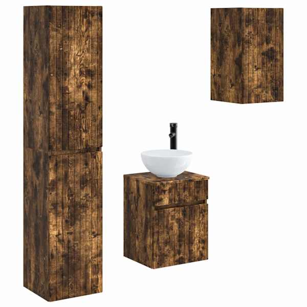 Vannitoa mööbleset 3 tk Suitsutatud tamm 33 × 34,5 × 160 cm
