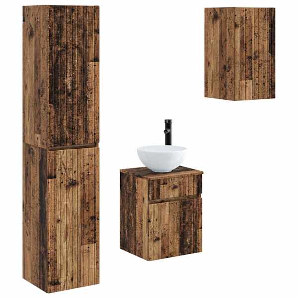 Vannitoa mööbleset 3 tk Vana puit 33 × 34,5 × 160 cm Tehispuit