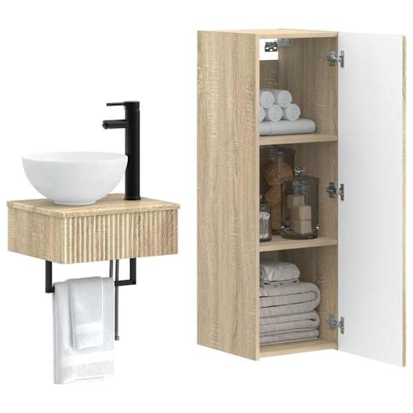 Vannitoa mööbleset 2 tk Sonoma tamm 33 × 34,5 × 100 cm