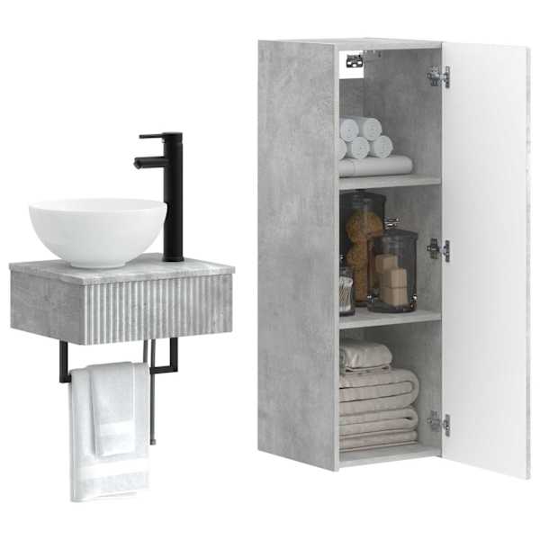 Vannitoa mööbleset 2 tk Betoonhall 33 × 34,5 × 100 cm Tehispuit