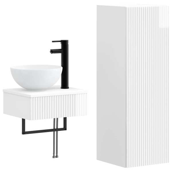 Vannitoa mööbleset 2 tk Kõrgläikega valge 33 × 34,5 × 100 cm