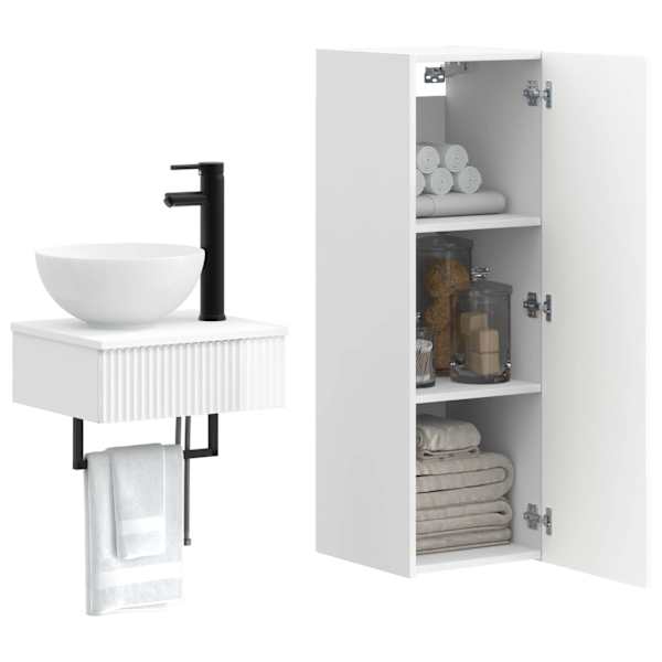 Vannitoa mööbleset 2 tk Kõrgläikega valge 33 × 34,5 × 100 cm