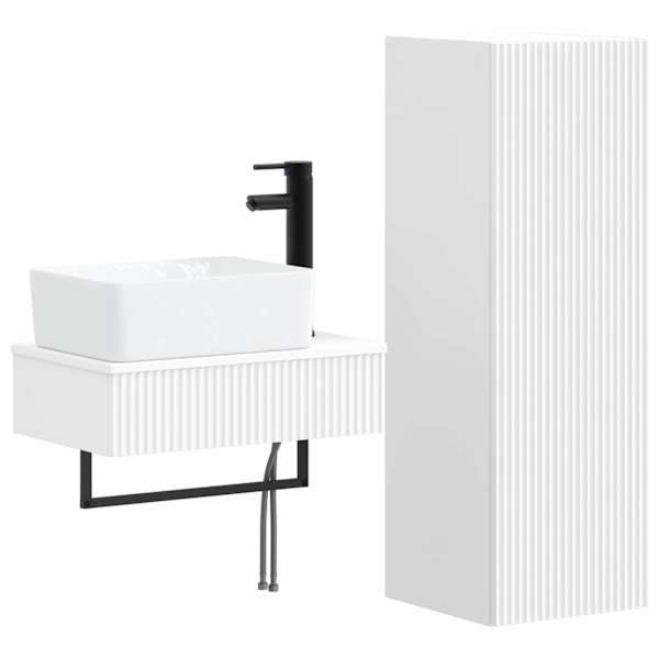 Vannitoa mööbleset 2 tk Valge 33 × 34,5 × 100 cm Tehispuit