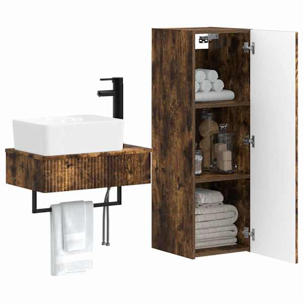 Vannitoa mööbleset 2 tk Suitsutatud tamm 33 × 34,5 × 100 cm