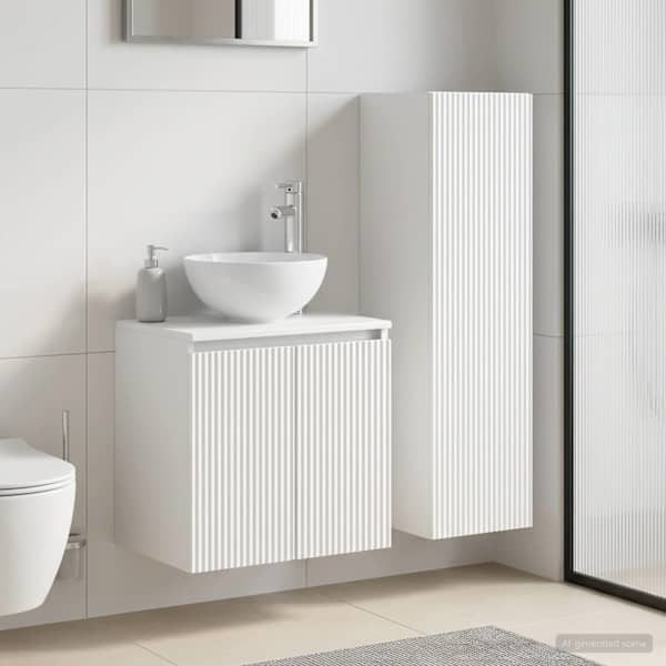 Vannitoa mööbleset 2 tk Valge 33 × 34,5 × 100 cm Tehispuit