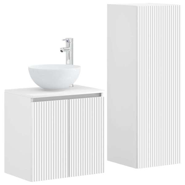 Vannitoa mööbleset 2 tk Valge 33 × 34,5 × 100 cm Tehispuit