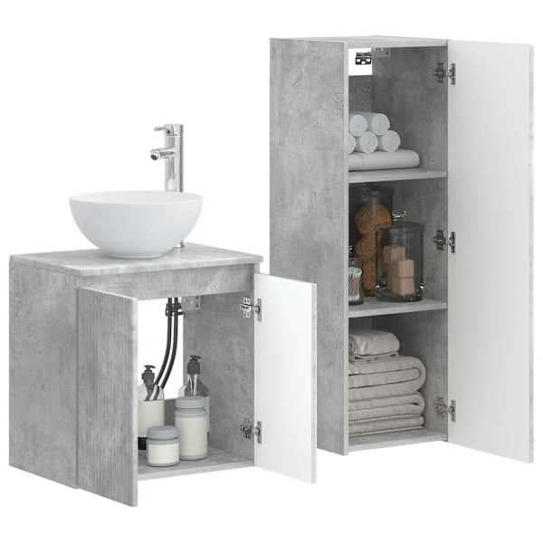 Vannitoa mööbleset 2 tk Betoonhall 33 × 34,5 × 100 cm Tehispuit