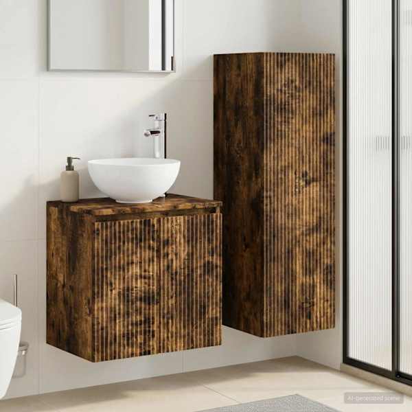 Vannitoa mööbleset 2 tk Suitsutatud tamm 33 × 34,5 × 100 cm