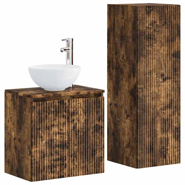 Vannitoa mööbleset 2 tk Suitsutatud tamm 33 × 34,5 × 100 cm