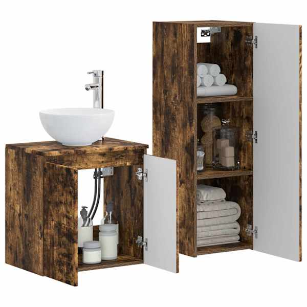 Vannitoa mööbleset 2 tk Suitsutatud tamm 33 × 34,5 × 100 cm