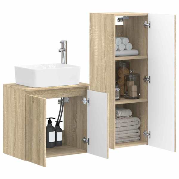 Vannitoa mööbleset 2 tk Sonoma tamm 33 × 34,5 × 100 cm