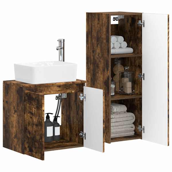 Vannitoa mööbleset 2 tk Suitsutatud tamm 33 × 34,5 × 100 cm