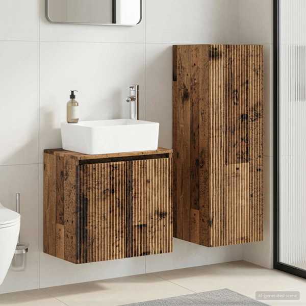 Vannitoa mööbleset 2 tk Vana puit 33 × 34,5 × 100 cm Tehispuit