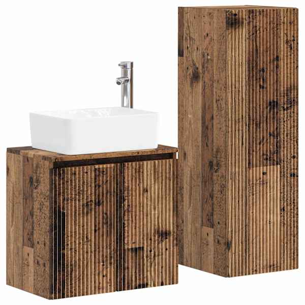 Vannitoa mööbleset 2 tk Vana puit 33 × 34,5 × 100 cm Tehispuit