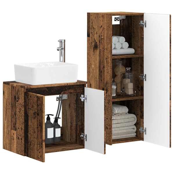 Vannitoa mööbleset 2 tk Vana puit 33 × 34,5 × 100 cm Tehispuit