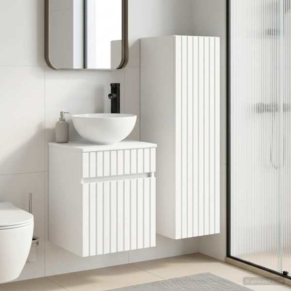 Vannitoa mööbleset 2 tk Valge 33 × 34,5 × 100 cm Tehispuit